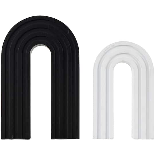 Black &#x26; White Geometric Layered Arch Sculpture Set